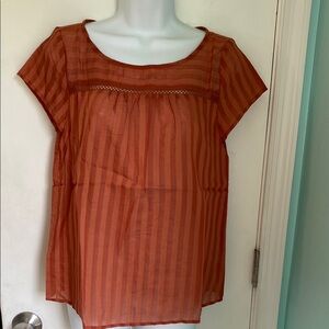 ModCloth linen blend striped baby doll blouse NWT
